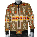 GB-NAT00062-10 Light Brown Tribe Design Native Men's Bomber Jacket