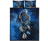Blue Galaxy Dreamcatcher Native American Quilt Bed Set - ProudThunderbird