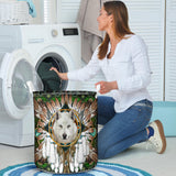 GB-NAT00639 Mandala Wolf Native Laundry Basket