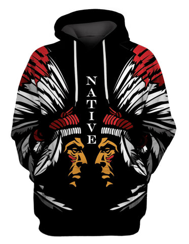 GB-NAT00137-03 Chief Native American 3D Hoodie