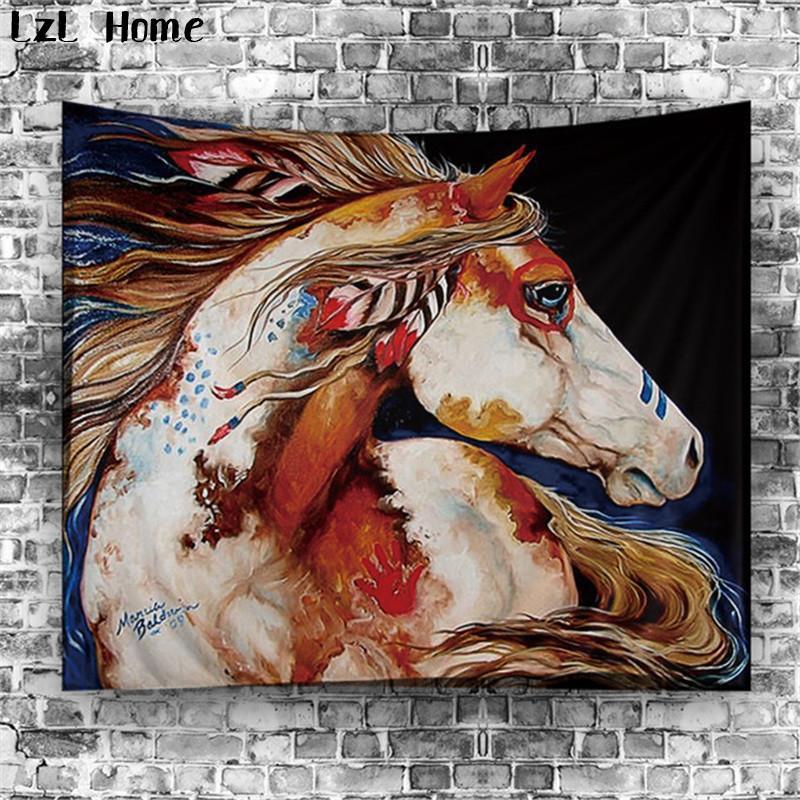 Horse Tapestry Wall Hanging Native American Design - ProudThunderbird
