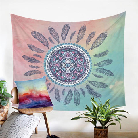 Dreamcatcher Pattern Native American Tapestry - ProudThunderbird