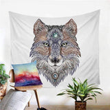 Head Wolf Tapestry Wall Hanging Native American Pride - ProudThunderbird