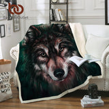 Black Wolf Throw Bed Fleece Blanket - ProudThunderbird