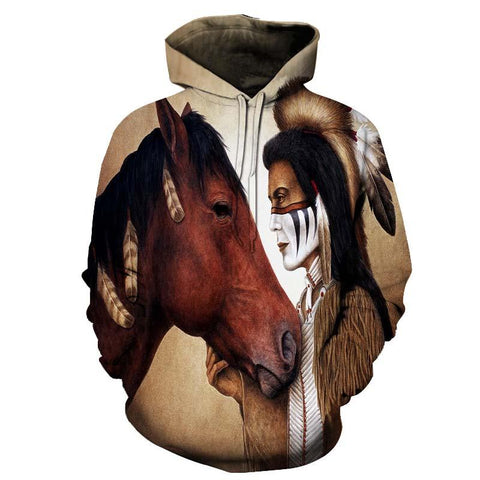 Chief and Horse Native American All Over Hoodie