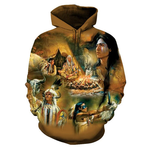 Camp Fire Native American All Over Hoodie no link
