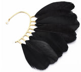 Africa Wholesale Or Retail- New Unique 1pc(left)unisex Big Feather Ear Cuff Non Piercing Gold Clip On Earrings For Women/men - Clip Earrings